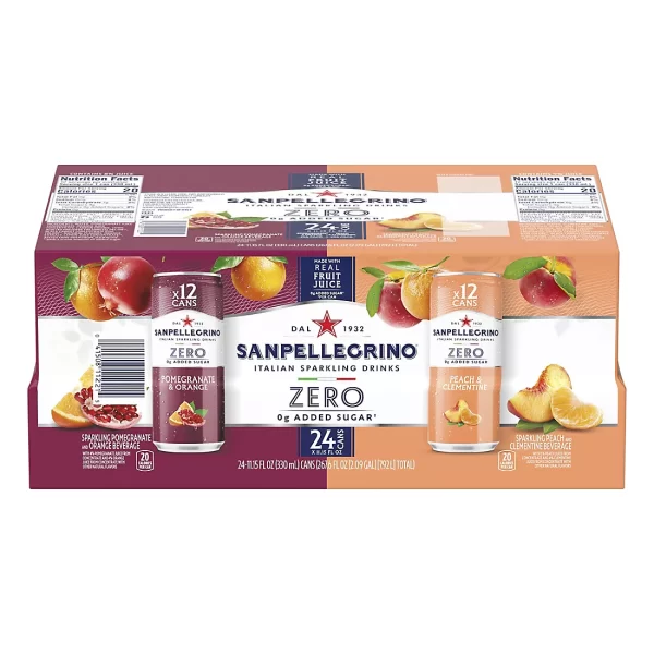 San Pellegrino Zero, Peach/Clementine & Pomegranate/Orange Sparkling Drinks , 24 pk./300 ml - Image 4
