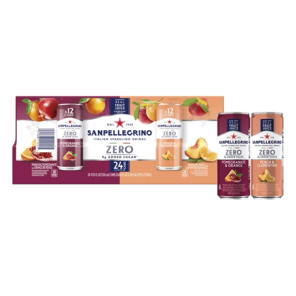 San Pellegrino Zero, Peach/Clementine & Pomegranate/Orange Sparkling Drinks , 24 pk./300 ml - Image 3