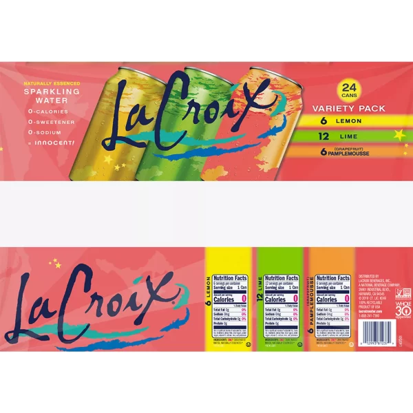 LaCroix Sparkling Lemon, Lime, and Pamplemousse Variety Pack, 24 pk./12 oz. - Image 4