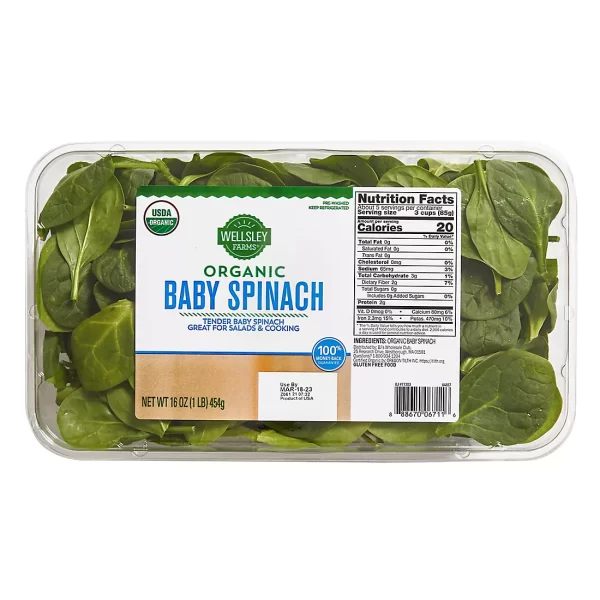 Wellsley Farms Organic Baby Spinach, 16 oz.