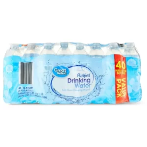 Great Value Purified Drinking Water, 16.9 Fl. Oz., 40 Count (Buy 3 Get 1 Free)