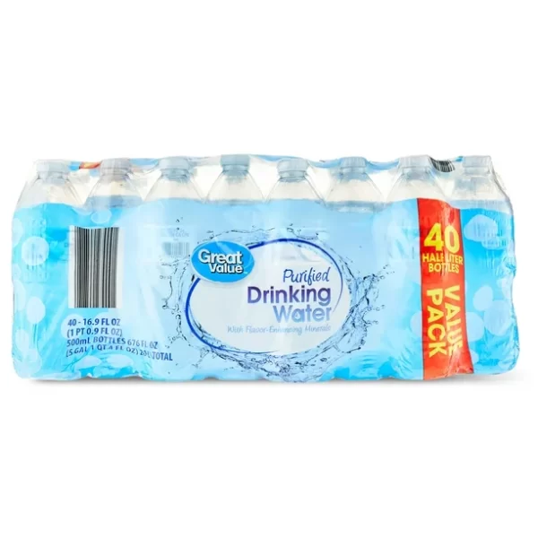 Great Value Purified Drinking Water, 16.9 Fl. Oz., 40 Count (Buy 3 Get 1 Free)